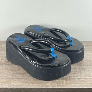 Y2K Sugar Floatie Platform Flip Flops Wedge Thong Sandals - Size 6